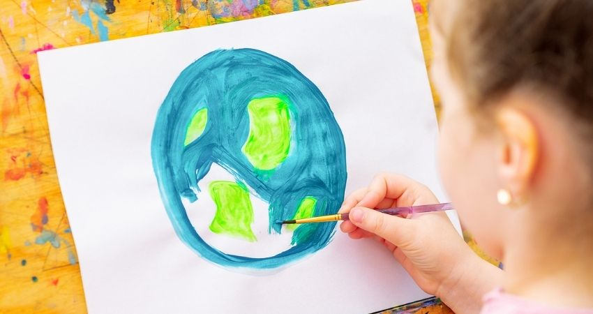 child painting earth drawing