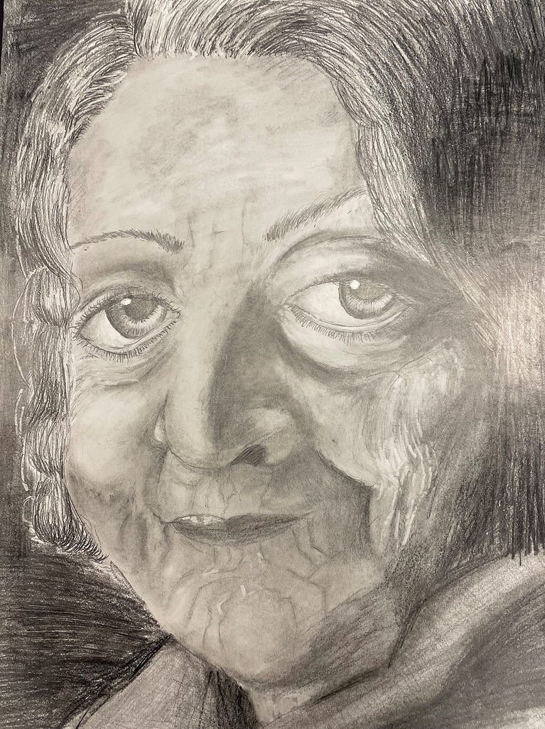 ebony pencil portrait drawing